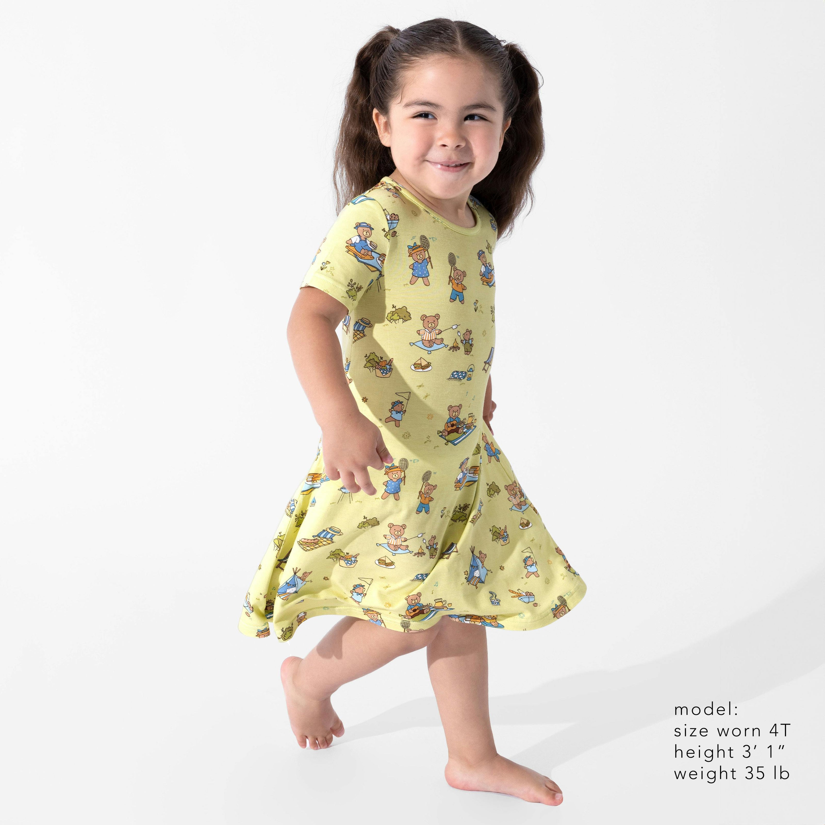 Teddy Picnic Girls' Short Sleeve Dress