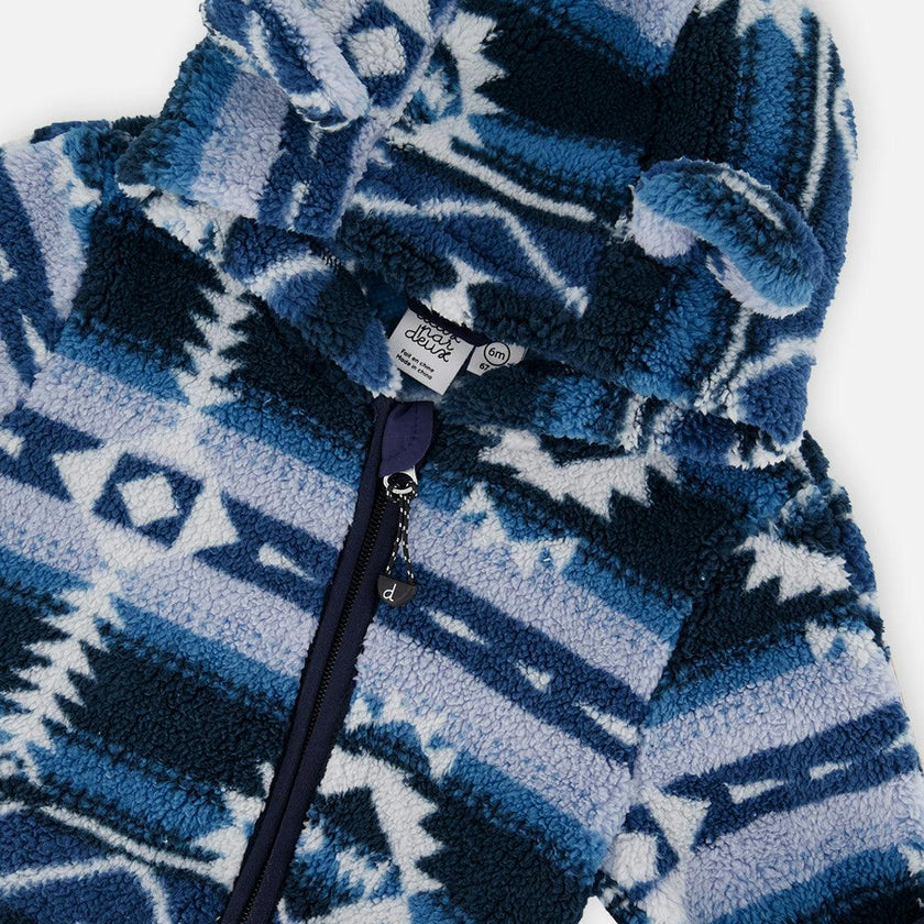 Baby Mid-Season Plush One-Piece Outerwear Aztec Blue