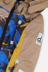 Kids One Piece Play Snowsuit Grey And Blue Dinosaur Print