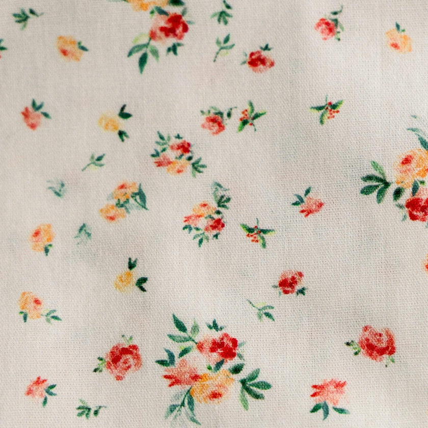 Clementine Bloom Timeless Floral Ruffle Zipper Pouch