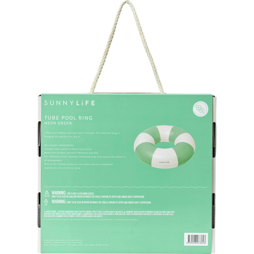 Tube Pool Ring: Zest - Neon Green Stripe