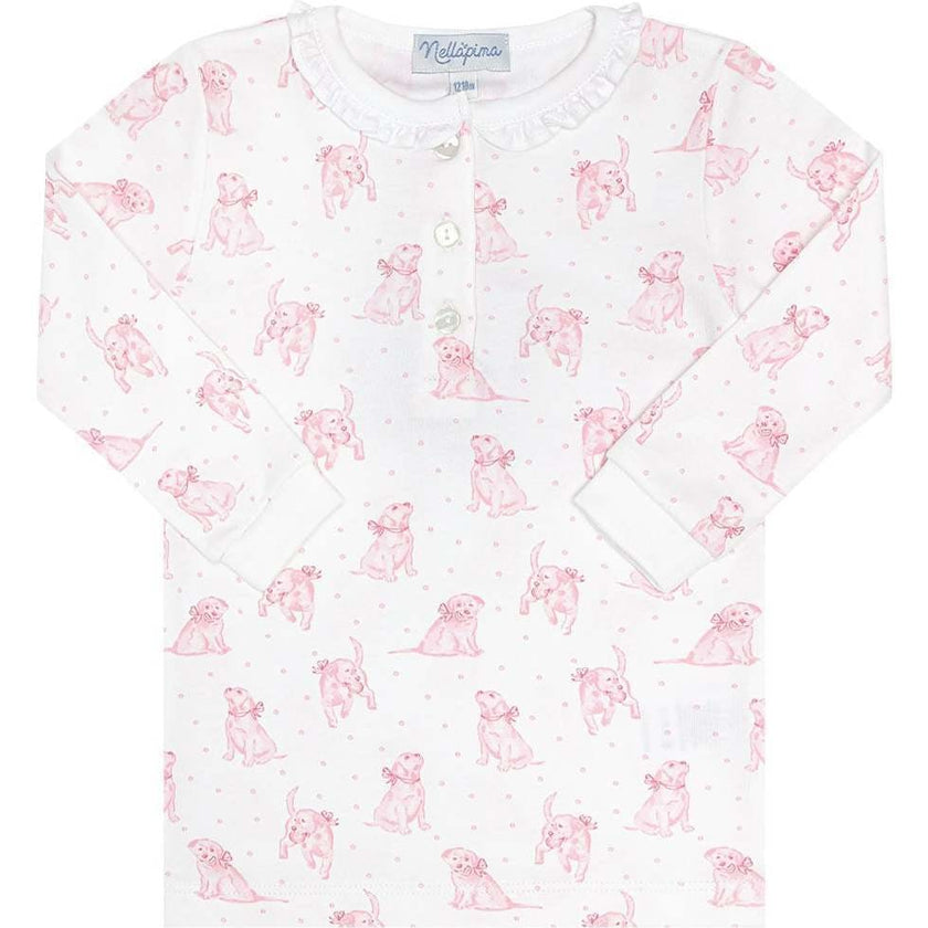 Pink Puppy Love Print Pajamas