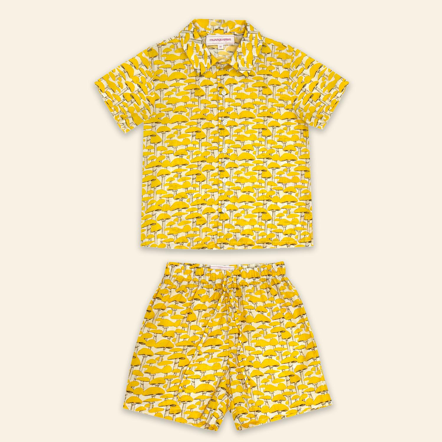 Kids Aryo Shirt and Otto Shorts Yellow Mushroom