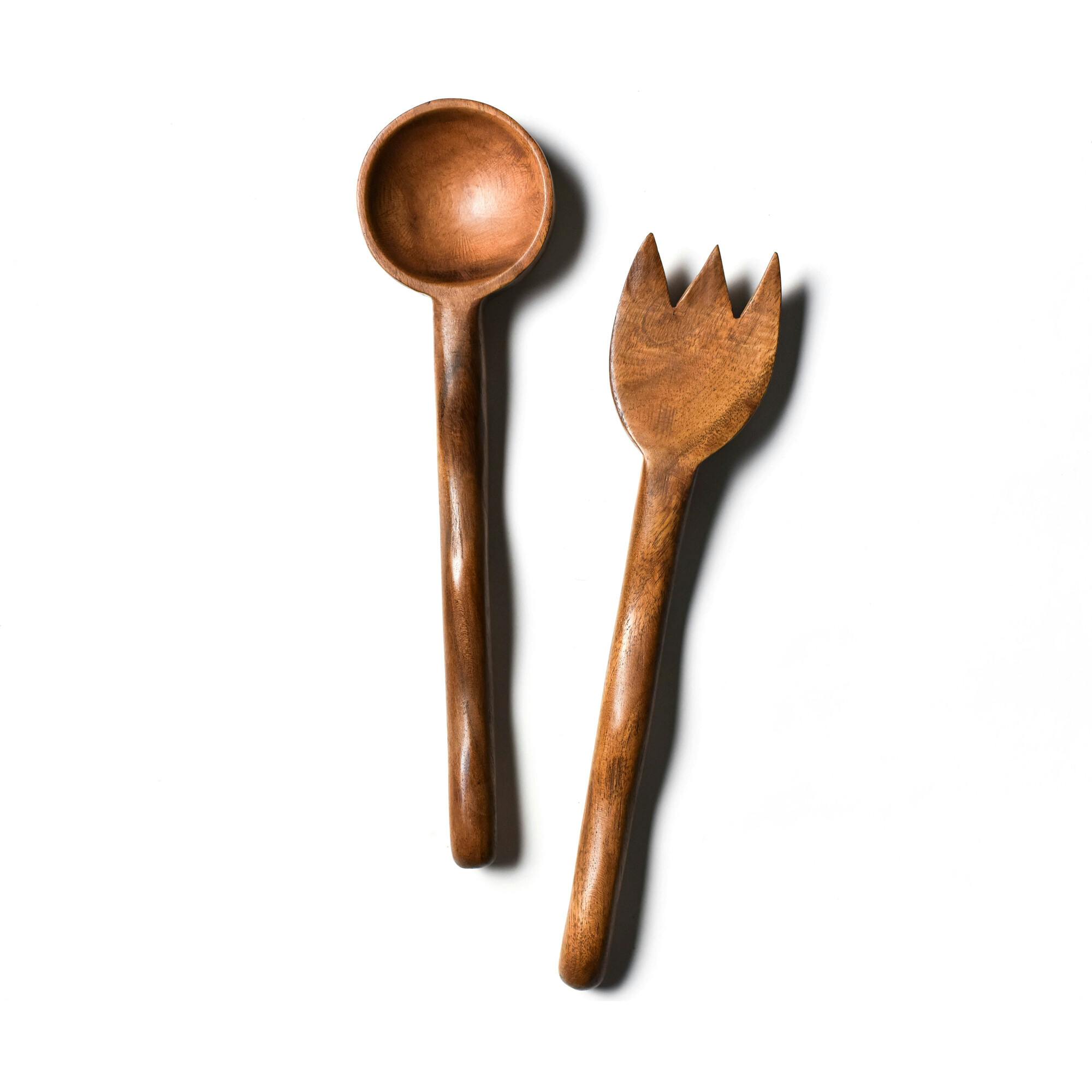 Fundamental Wood Ruffle Salad Server Set