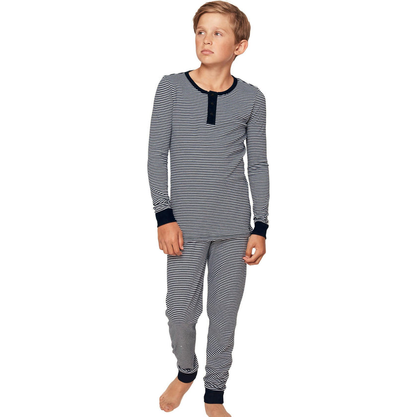 Kid's Pima Snug Fit Pajama Set in Pink Stripe