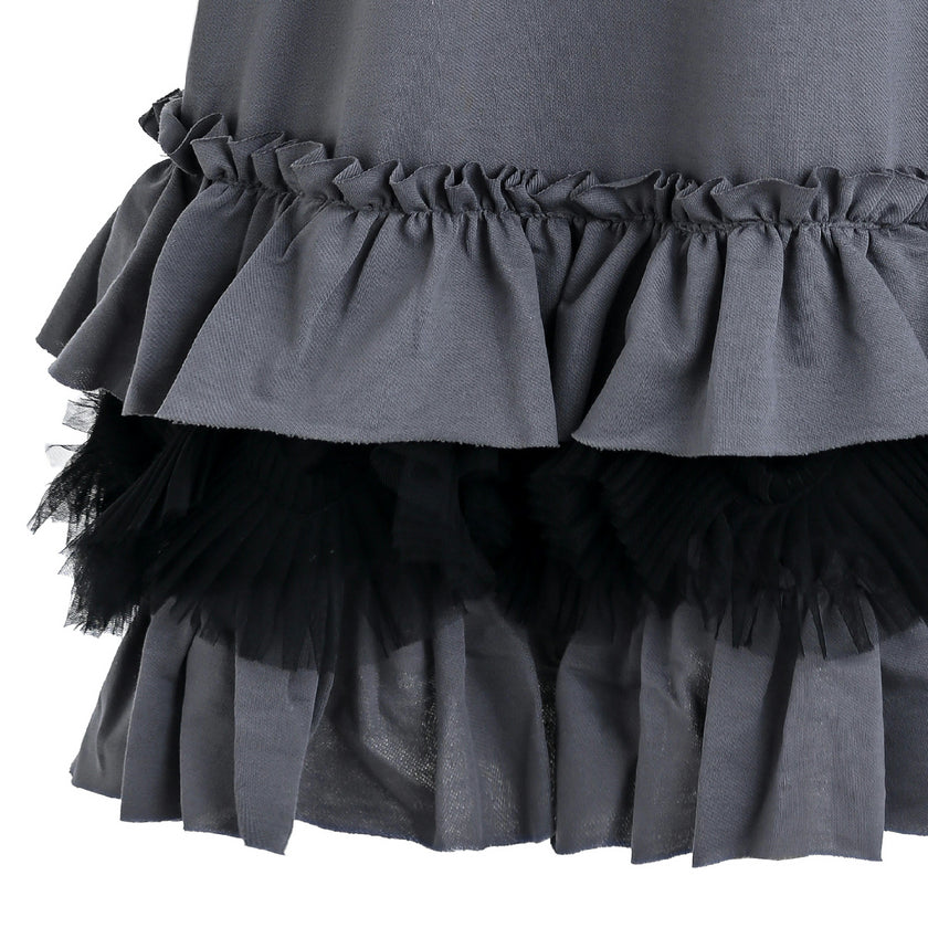 Gray Ruffle Strap Dress