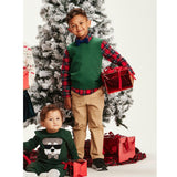 Kids 4-Piece Sweater Vest Set | Holiday Plaid