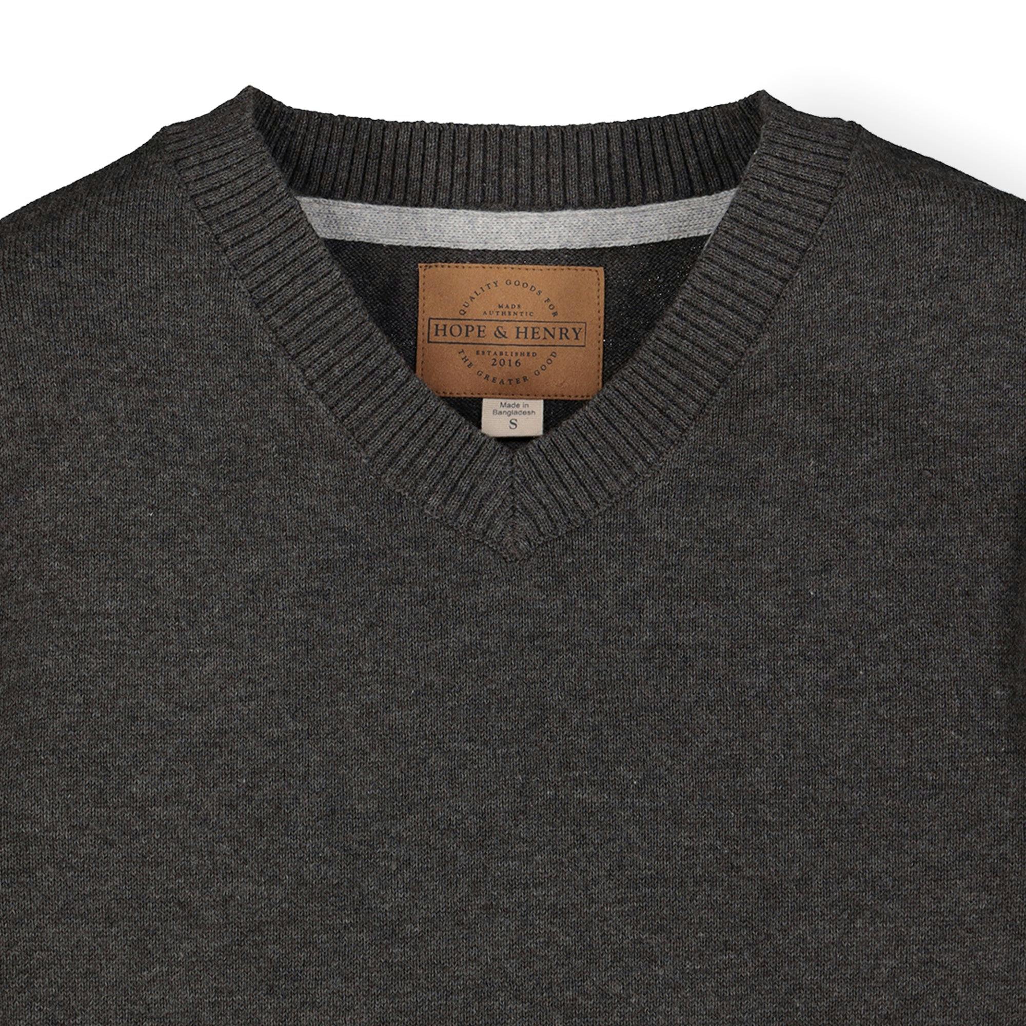 Organic V-Neck Sweater with Elbow Patches