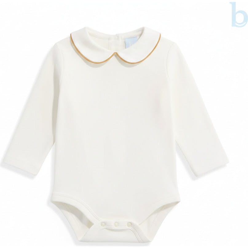 Riblio Peter Pan Collar Bodysuit, Cream