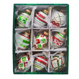 Kurt Adler 45MM Glass Red and Green Decorated Eggs, 9 Piece Set