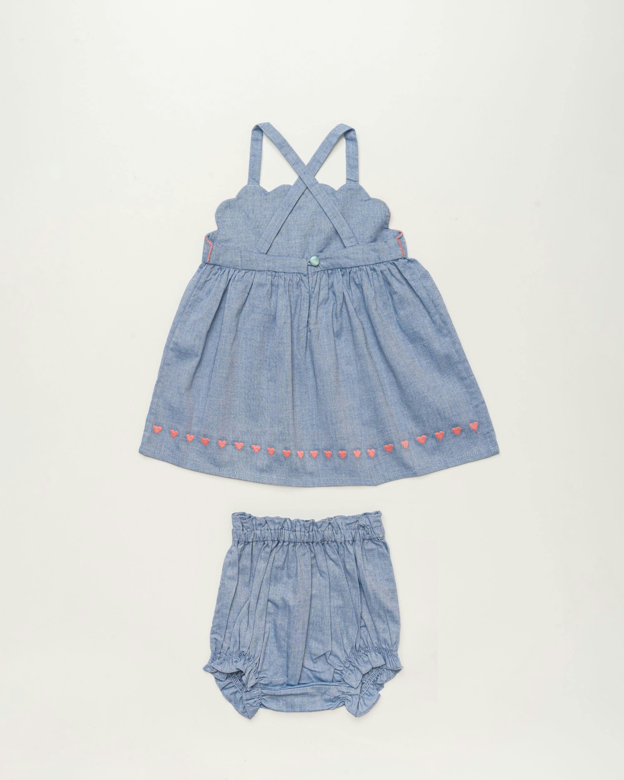 Alice Baby Dress & Bloomer Set - Summer sky
