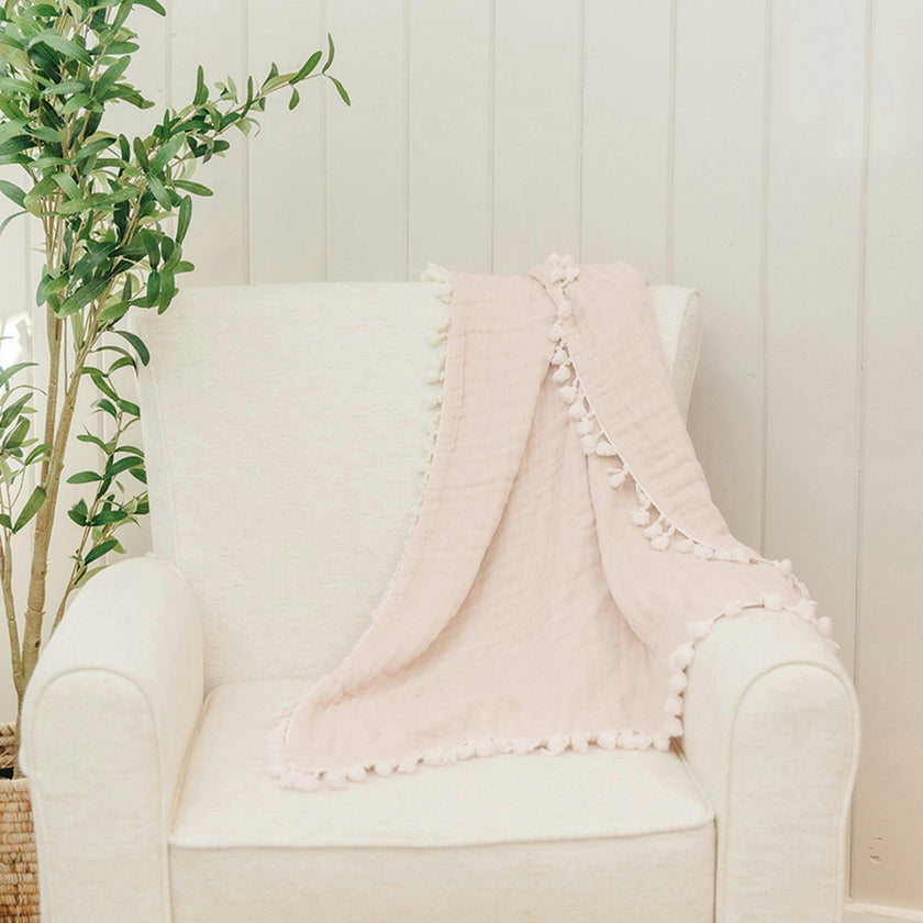 6-Layer Muslin Cotton Baby Blanket (Desert Pink)