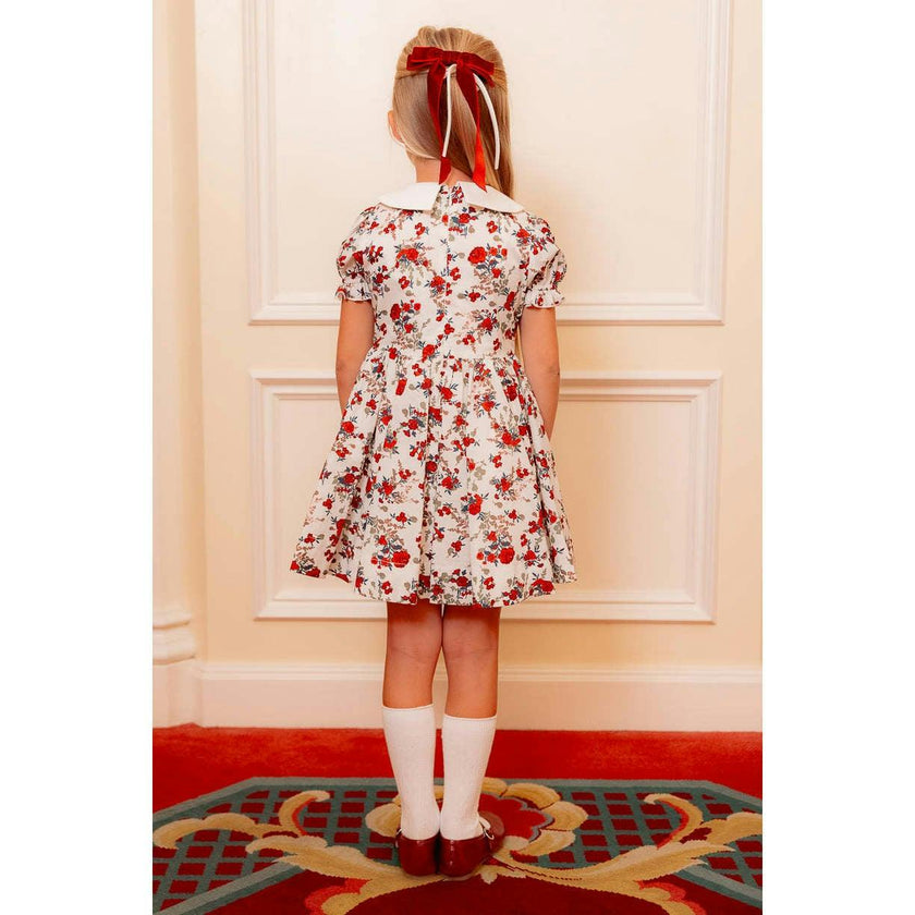 Mini Aveline Dress in Red & Green Rustic Floral