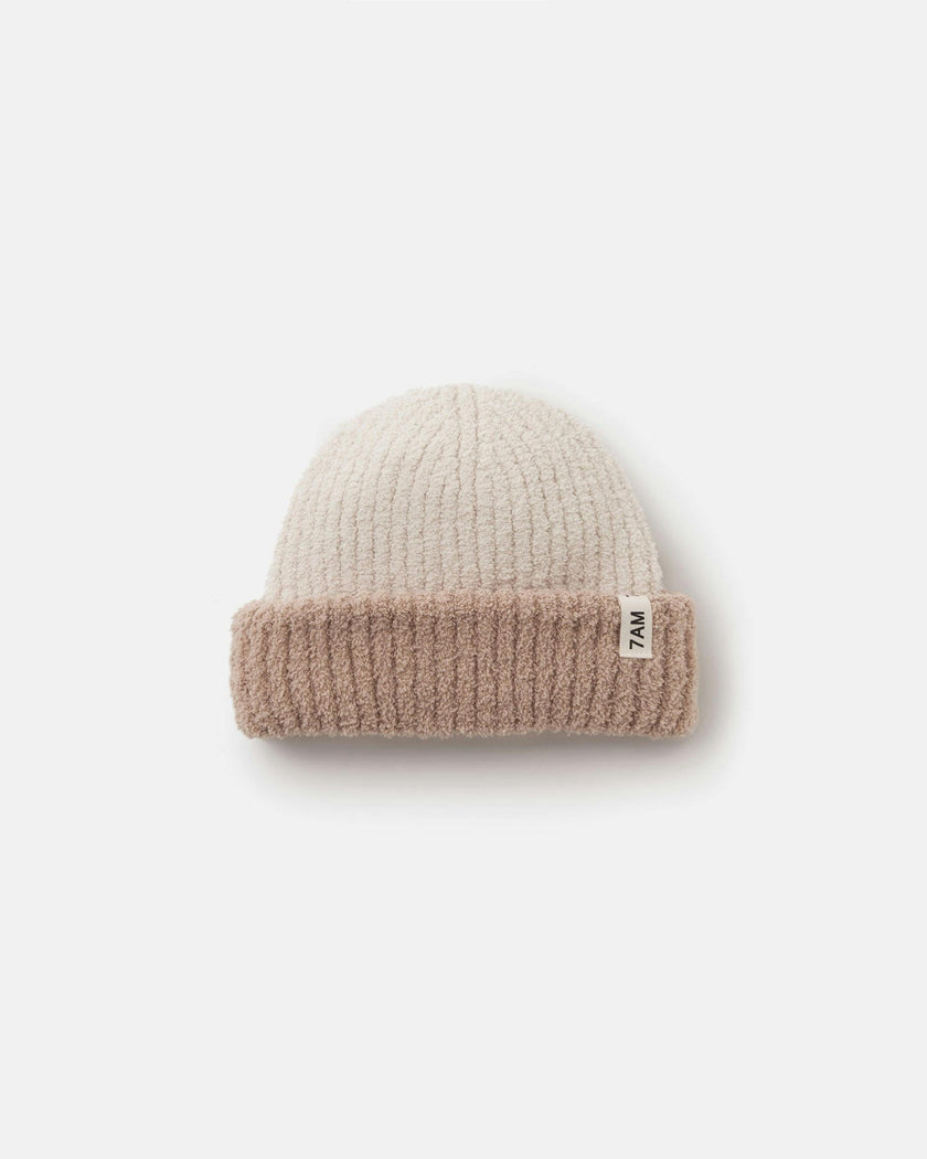 Two-Tone Ribbed Beanie • Fuzzy