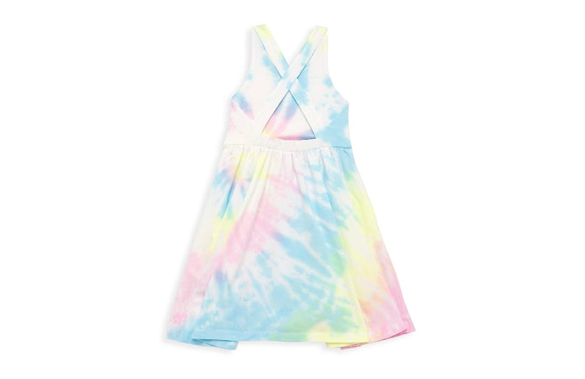 Cross Back Twirly Dress in Pastel Tie Dye