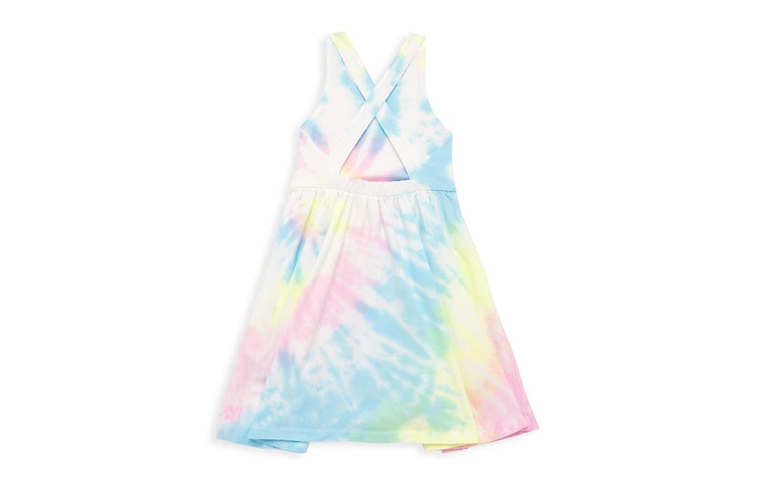 Cross Back Twirly Dress in Pastel Tie Dye