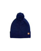 Knit Pom Hat in Navy Blue