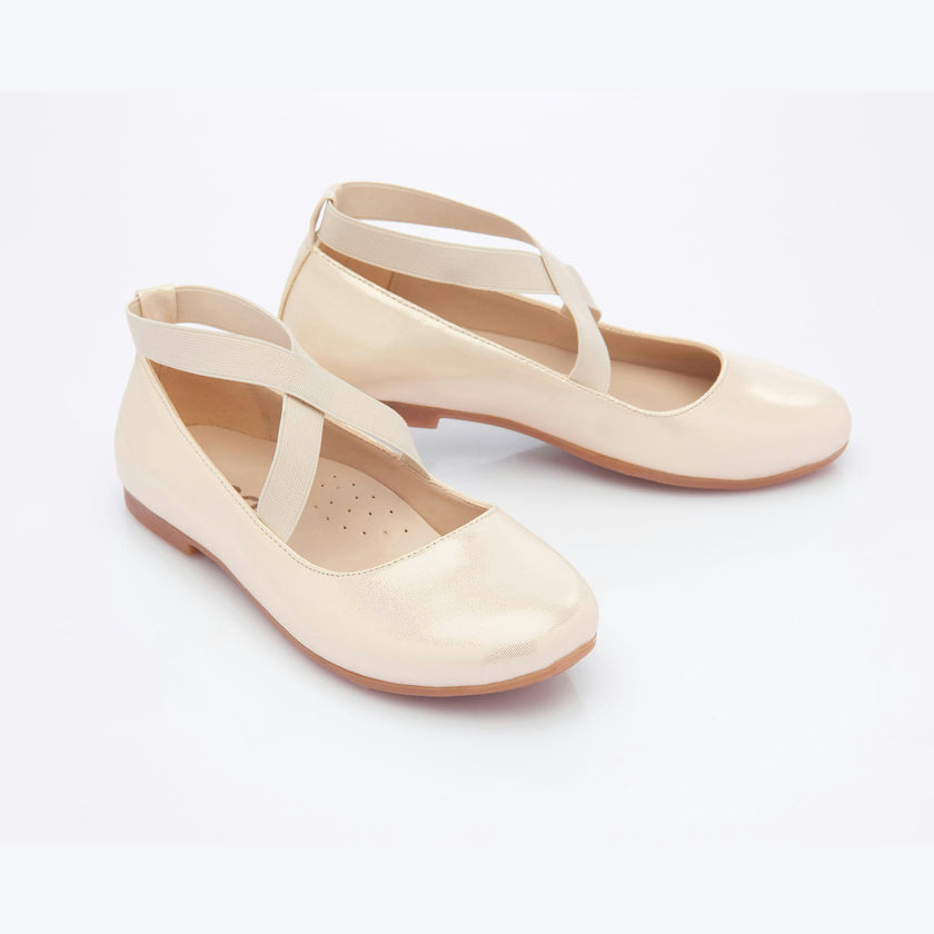 Gold Satin Baby Ballerina Flats