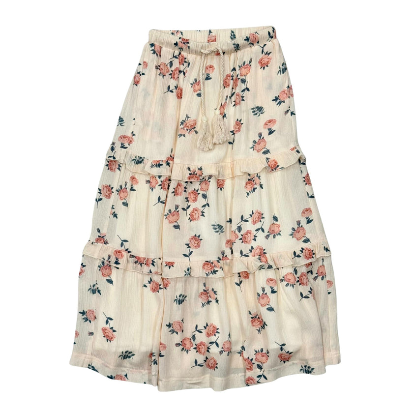 Girls Tiered Ruffle Skirt in Legend Mini Rose