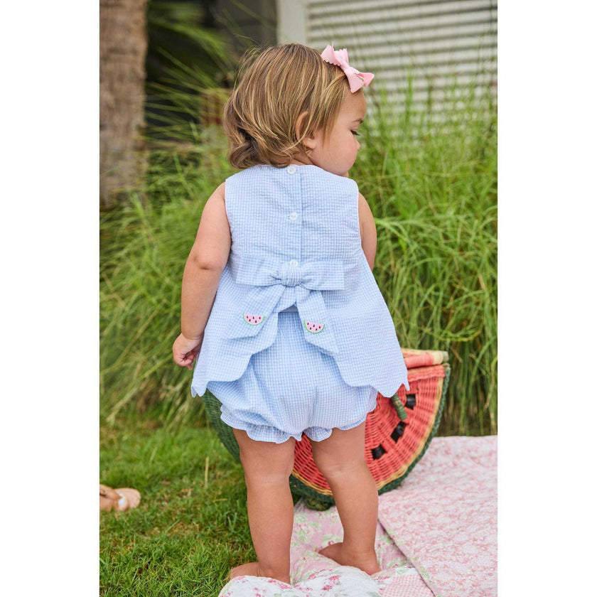 Embroidered Bow Back Bloomer Set - Watermelon
