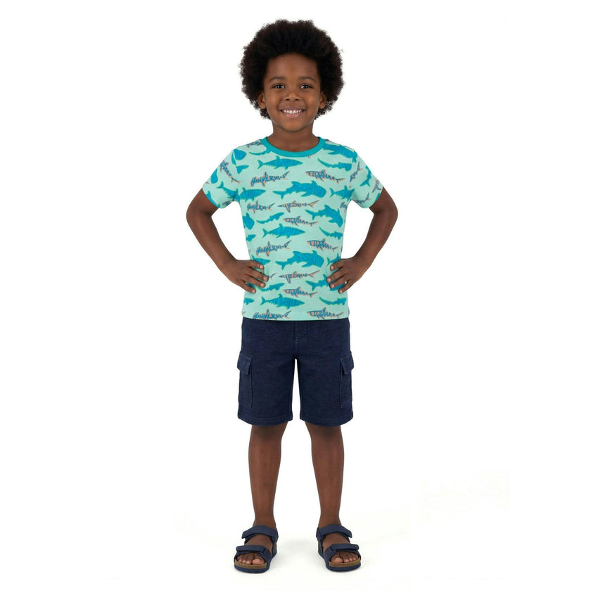 Boys Graphic Tee | Teal Sharks