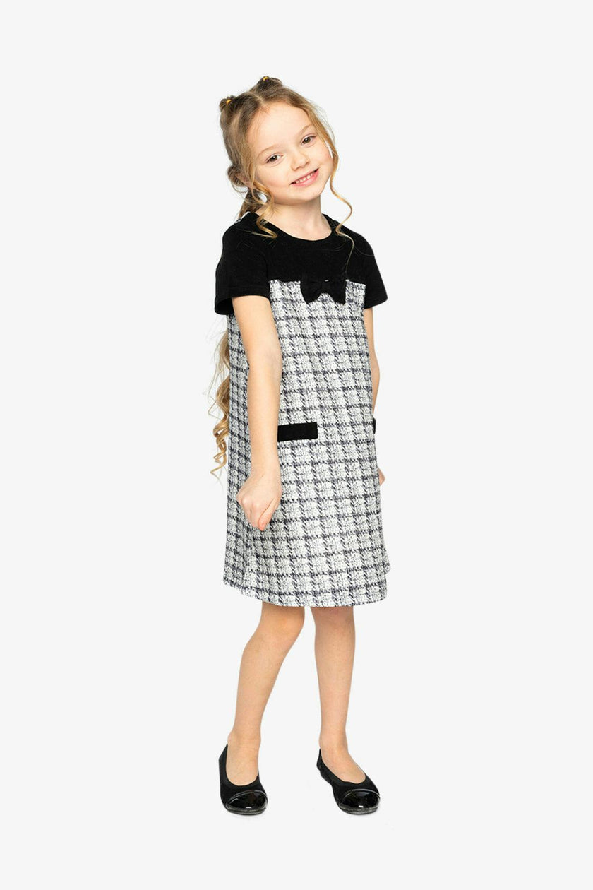 Sleeveless Knitwear A-Line Dress Black And White