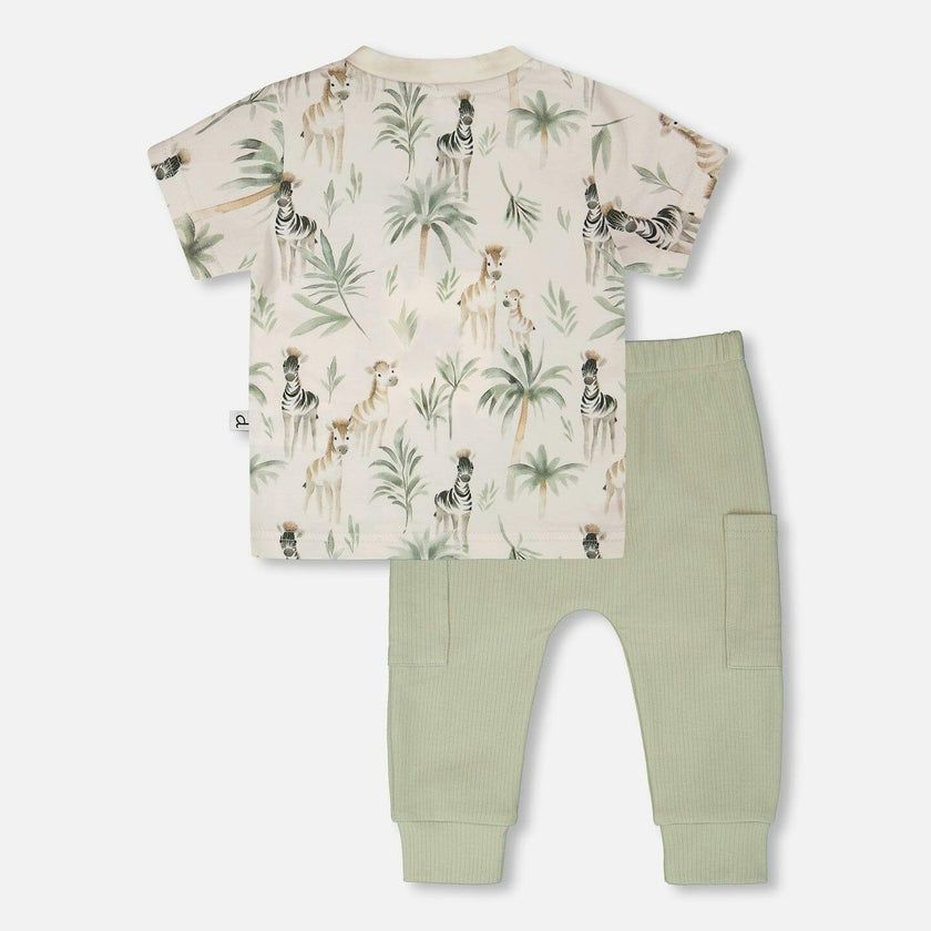 Organic Cotton Jersey T-Shirt And Cotton Rib Pants Set