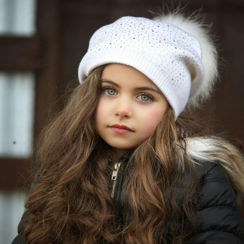 Knit Wool Faux Fur Pom Pom Hat