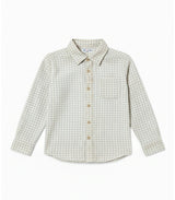 Achille Baby Shirt Long Sleeves with pocket, Beige Check