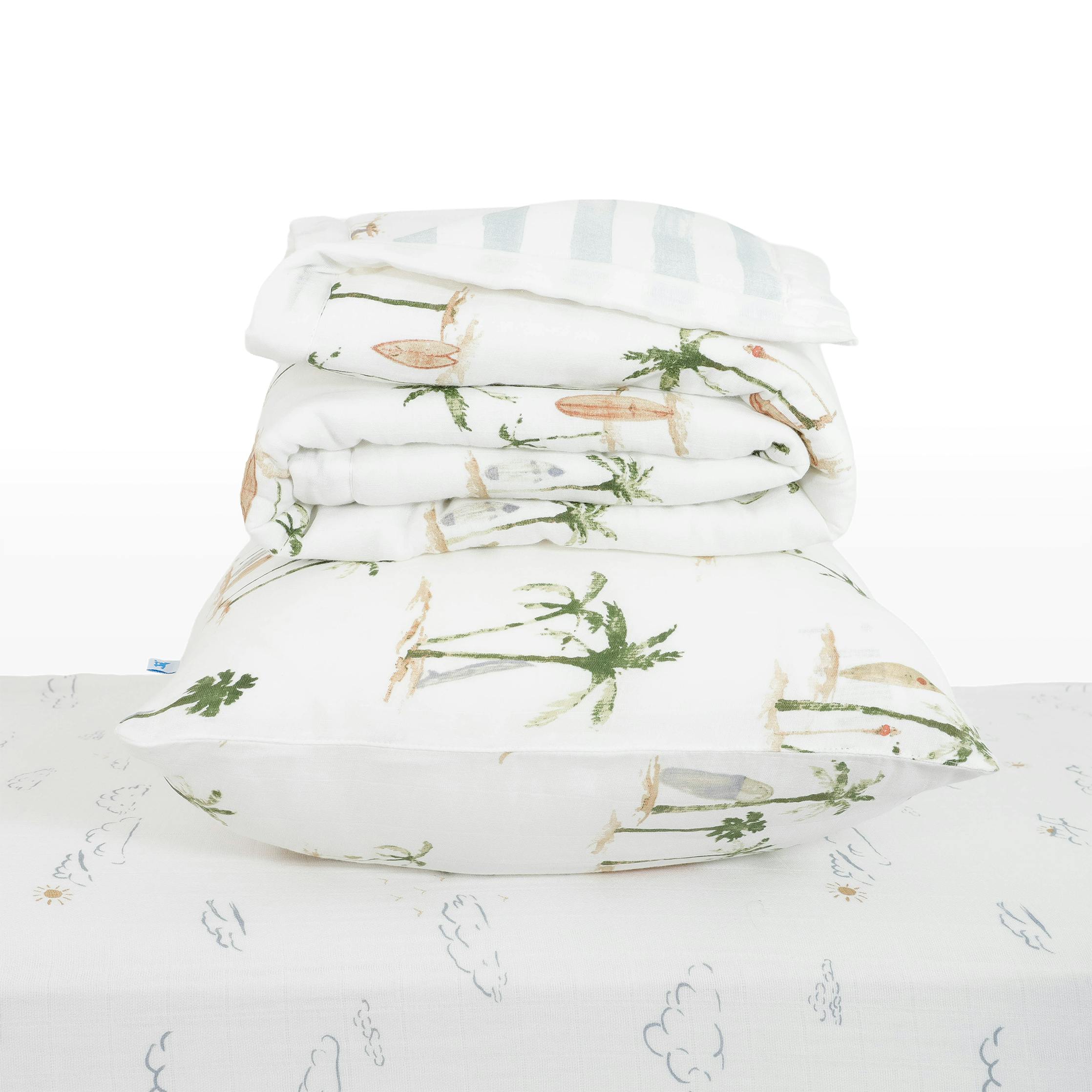 Cotton Muslin Toddler Bedding 3 Piece Set - Palm Paradise