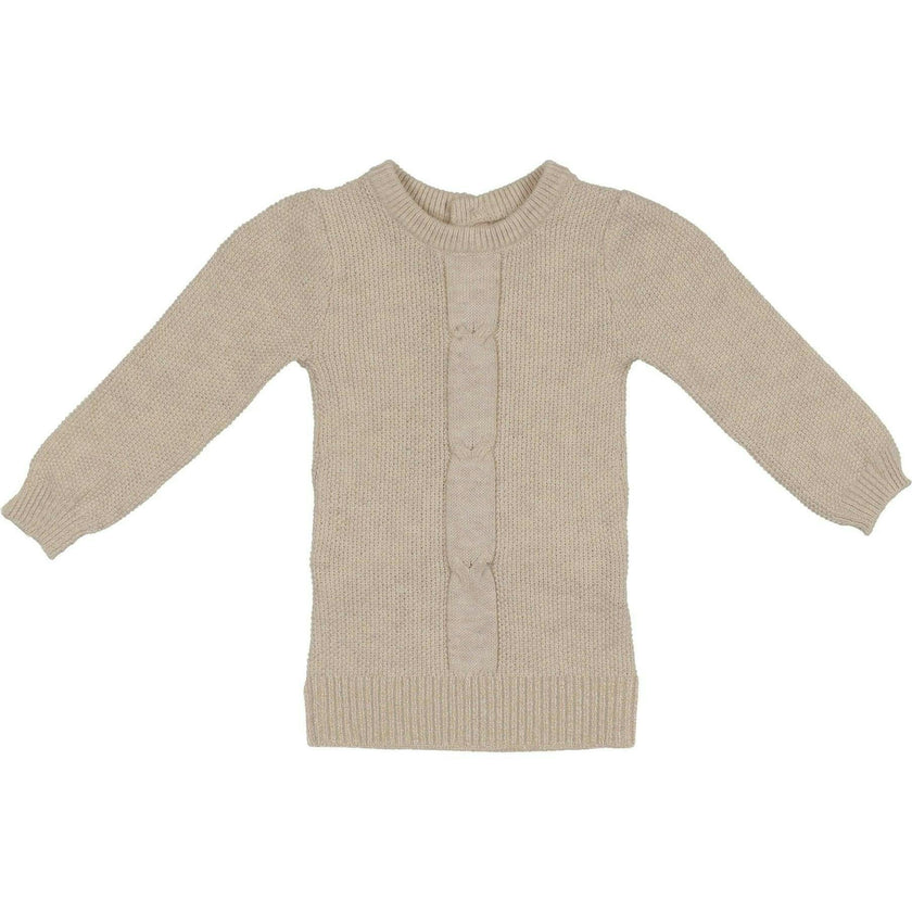 Braided Rope Knit Long Puff Sleeve Sweater