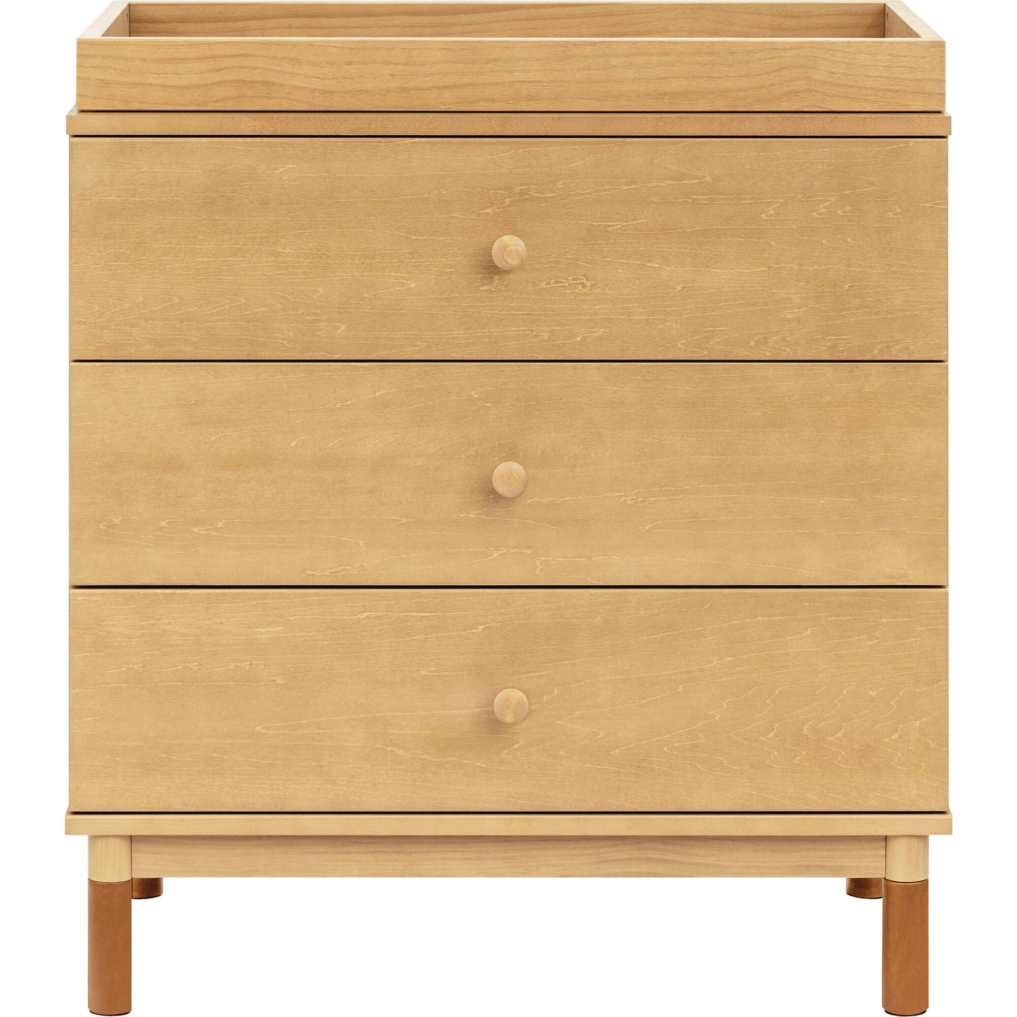 Gelato 3-Drawer Changer Dresser with Vegan Tan Leather Feet