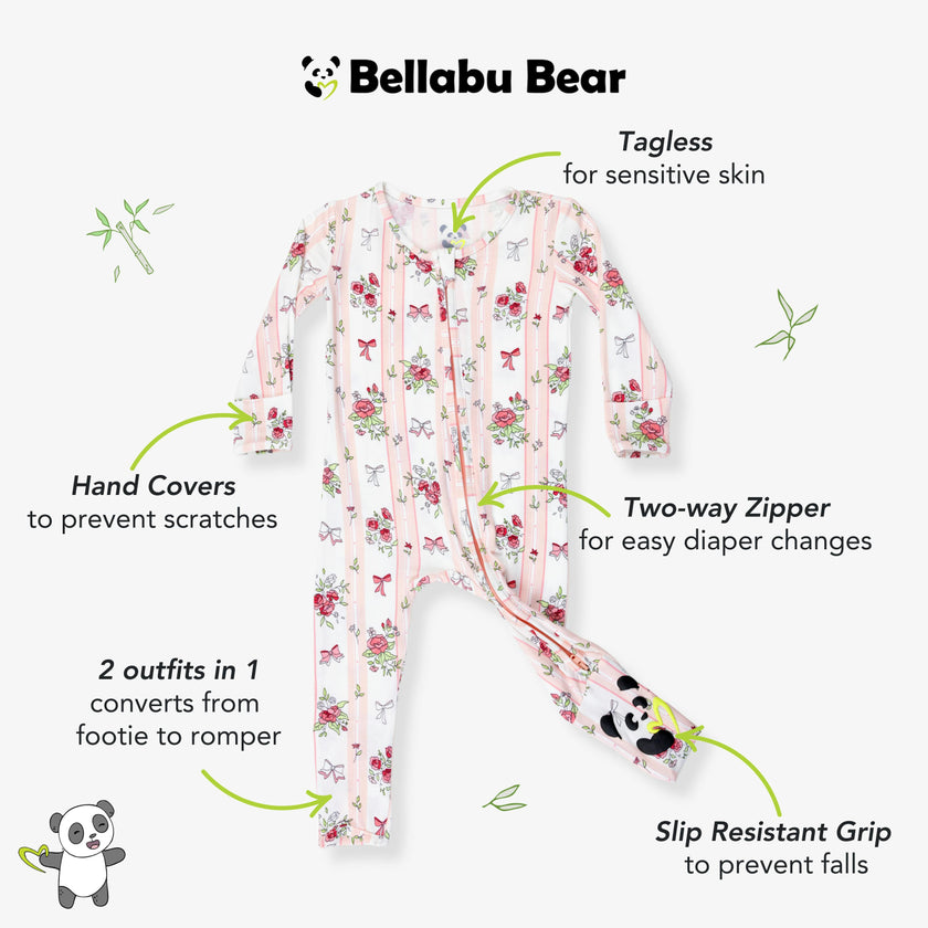 Floral Stripes Bamboo Convertible Footie