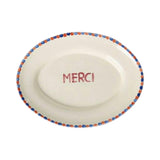 Ceramic Serving Platter with Hand-painted MERCI - Medium