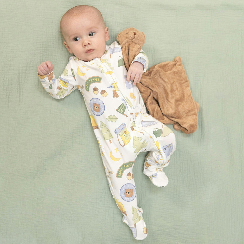 Camping Blue - 2 Way Zipper Footie