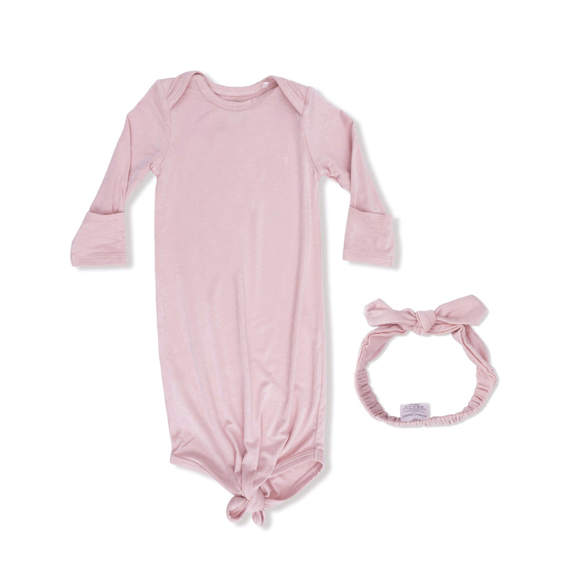 Solid Peachskin - Knotted Gown and Headband