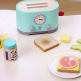 Hape: Ding & Pop-Up Toaster - 15pc Teal Wooden Food Playset