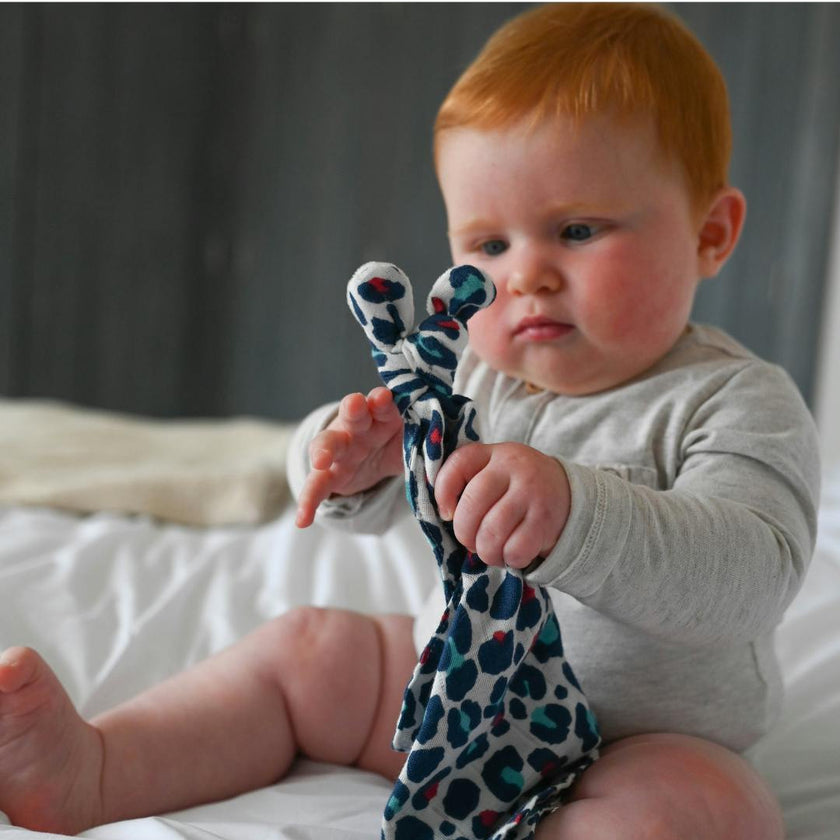 Leopard Print Double Lay Knotted Muslin Lovey