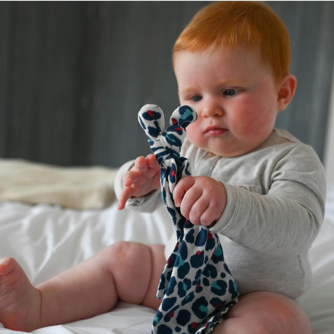 Leopard Print Double Lay Knotted Muslin Lovey