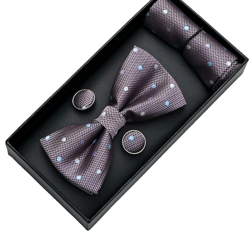Purple Dotted Bowtie Set