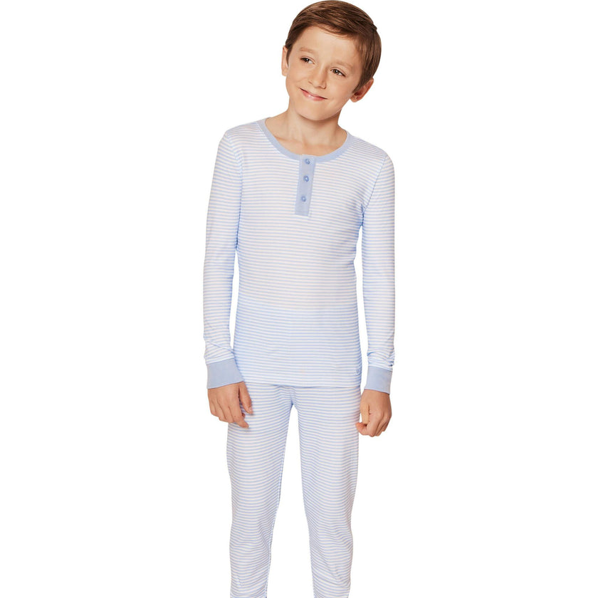Kid's Pima Snug Fit Pajama Set in Pink Stripe