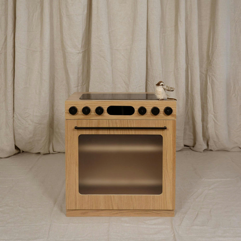 Oak Fluted Play Oven – Montessori Wooden Toy Kitchen
