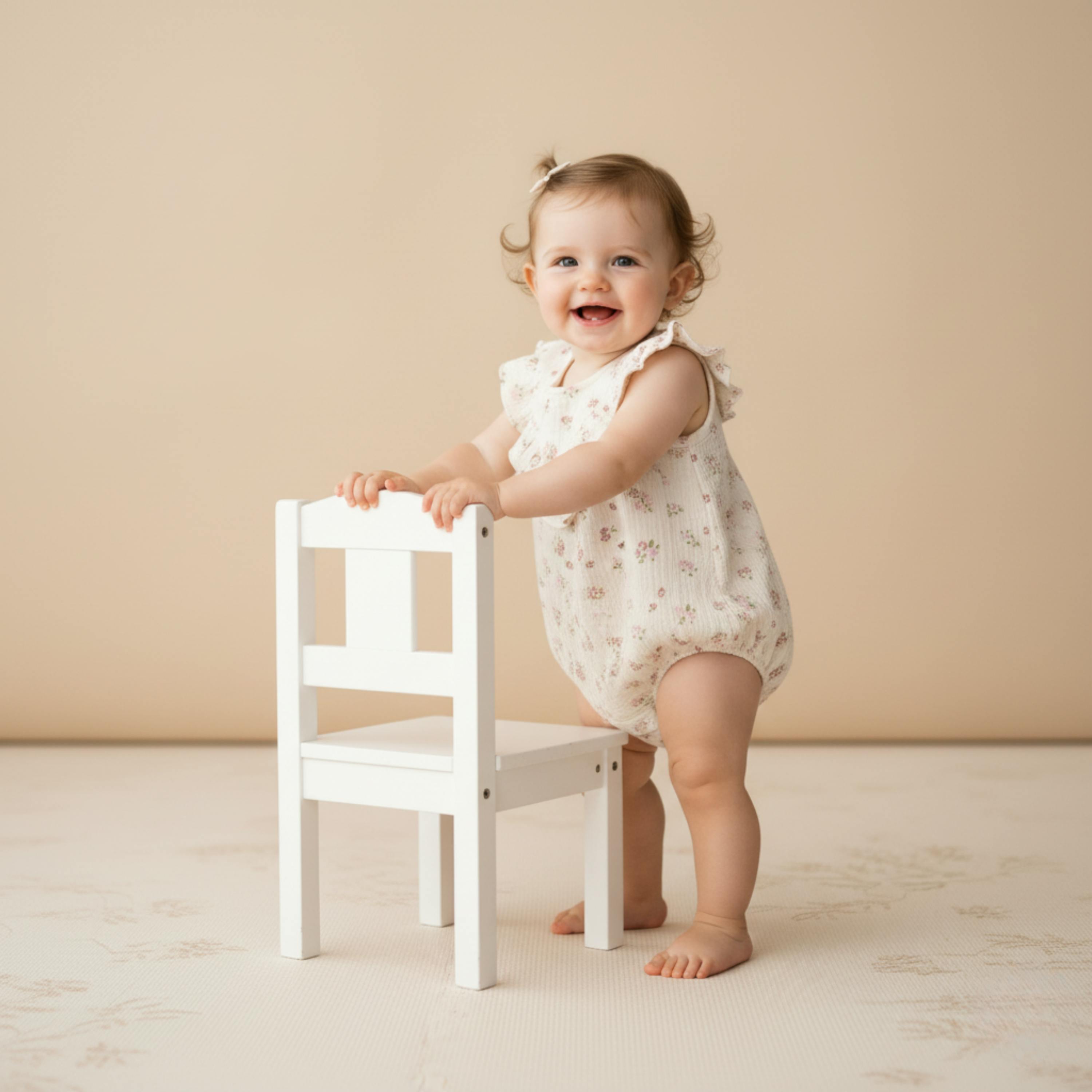 Organic Sleeveless Ruffle Bubble Romper - Blush Floral