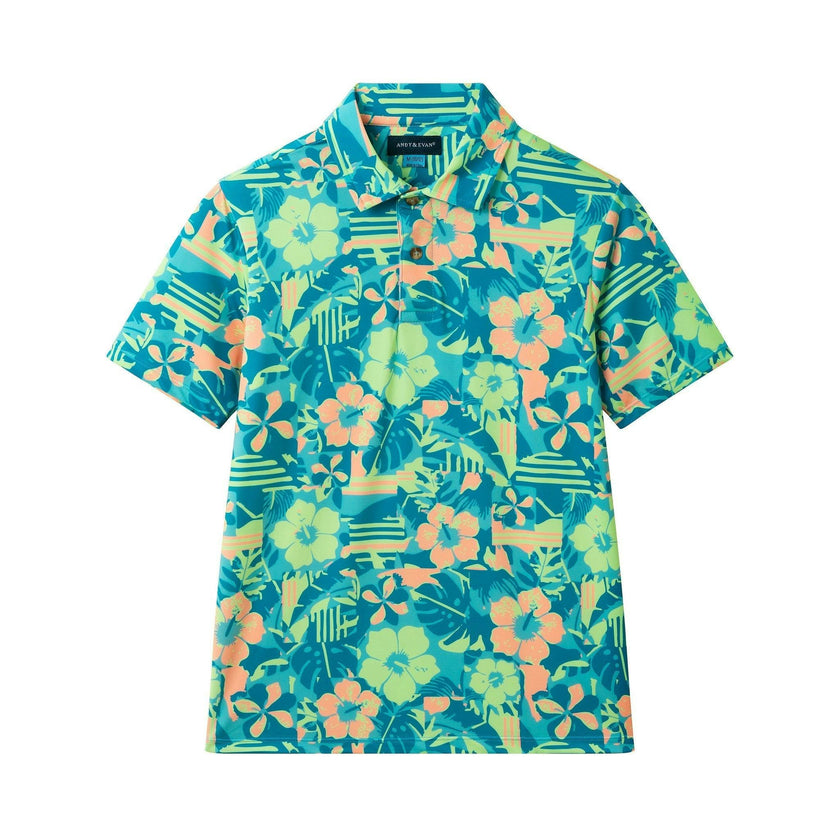 Big Kid Boys Short Sleeve Polo | Sunset Tropics