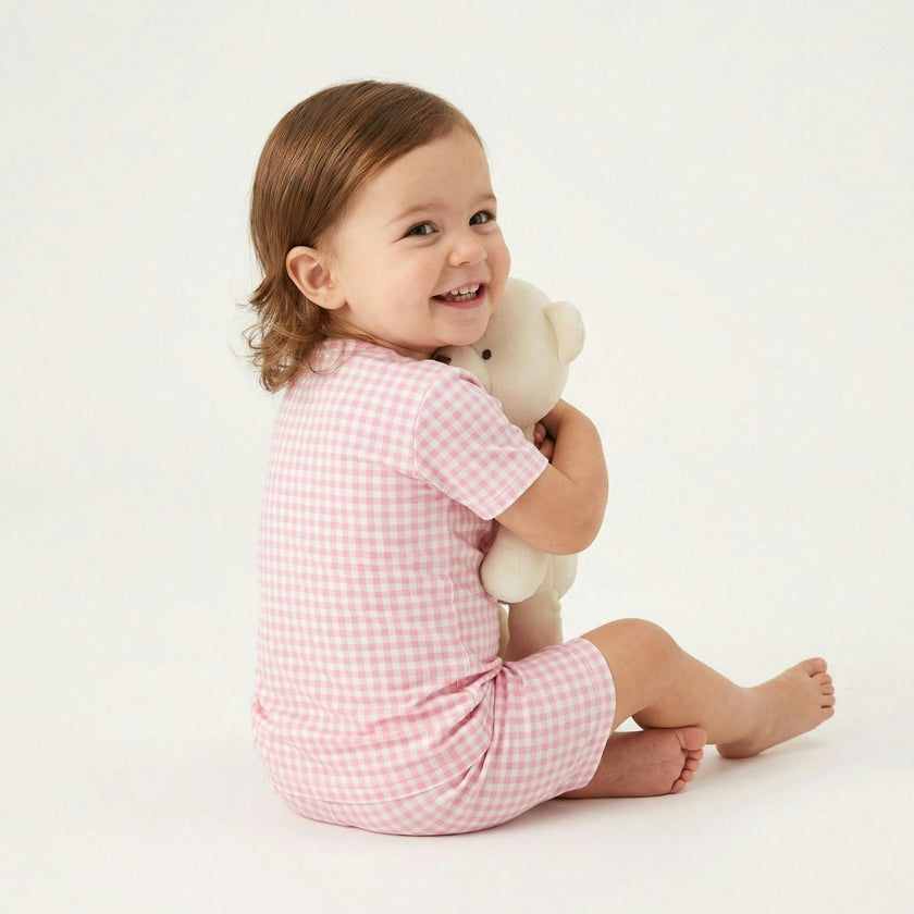 Sugar Gingham Short Sleeve & Shorts Bamboo Toddler Pajama Set