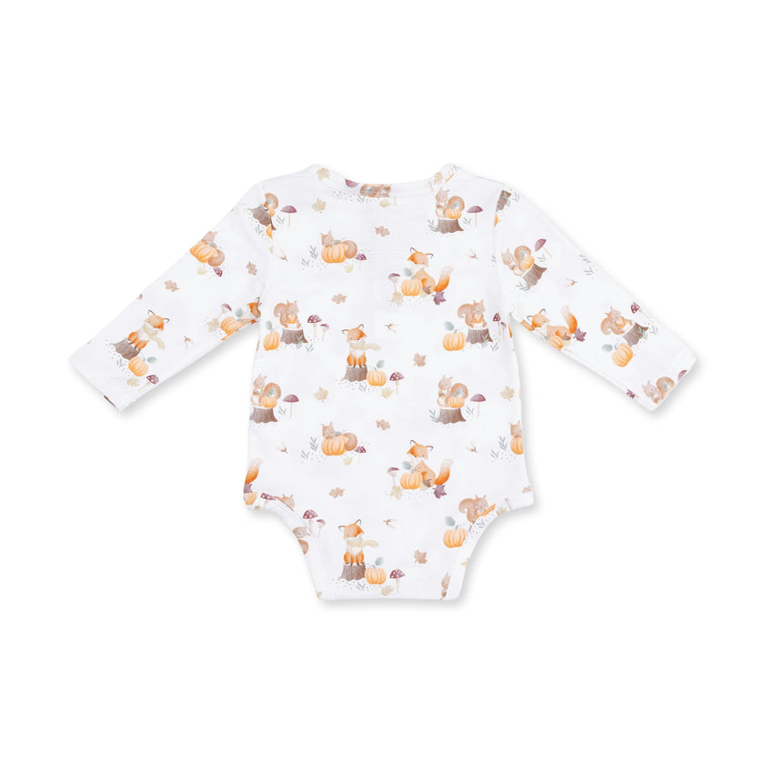 Woodland Animals with Pumpkins - Henley Bodysuit