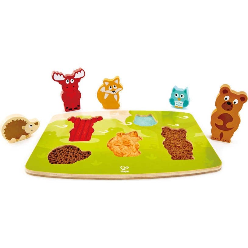Hape: Forest Animal Tactile Puzzle&nbsp;- 6pc Wooden Sensory Toy