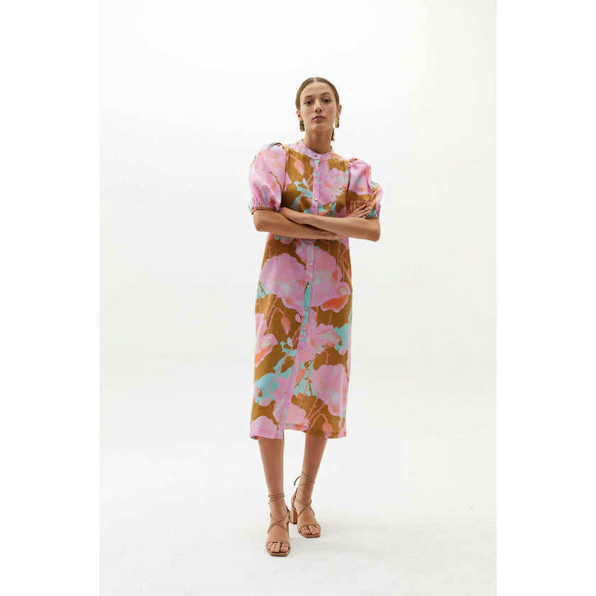Bubble Linen Dress - Aquarela