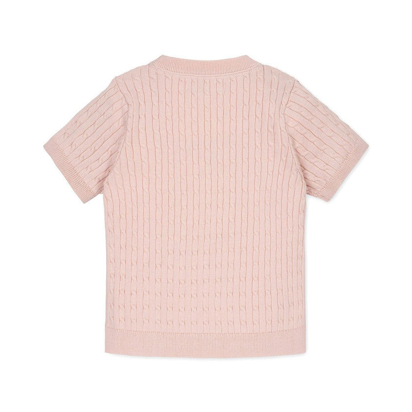 Organic Short Sleeve Cable Sweater