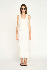Lombok Skirt in White Embroidered Deco